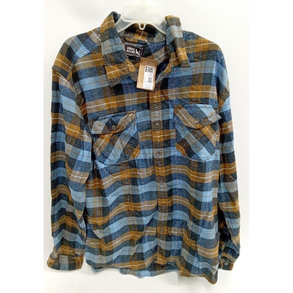 NWT Eddie Bauer Men's EB Hemplify Flannel Shirt Sailor Blue Plaid NEW XXL 2XL - Picture 1 of 3